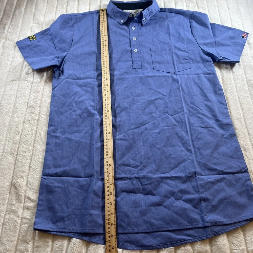 Men's Waffle House Blue‎ Employee Uniform Short Sleeve Shirt- Size Medium